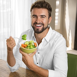 man having a healthy diet for dental implant care in Westhampton
