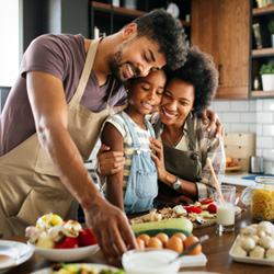 family preparing a healthy meal together