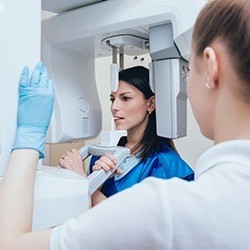 Patient receiving 3D CT scan