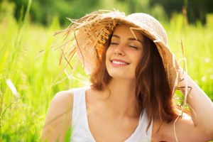 woman smiling outside