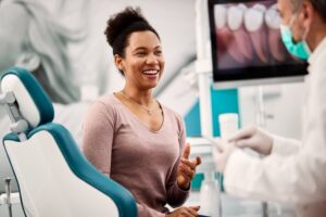 patient and dentist talking during a cosmetic consultation